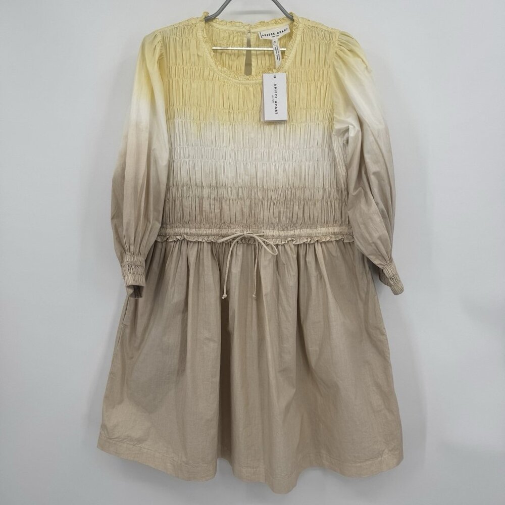 Apiece Apart Aldea 100% Cotton Smocked Mini Dress size M Soft Dip Dye